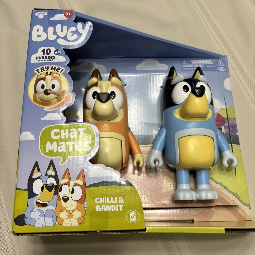 Bluey Chat Mates Chilli & Bandit Talking Figures 10 Phrases Moose Toys New